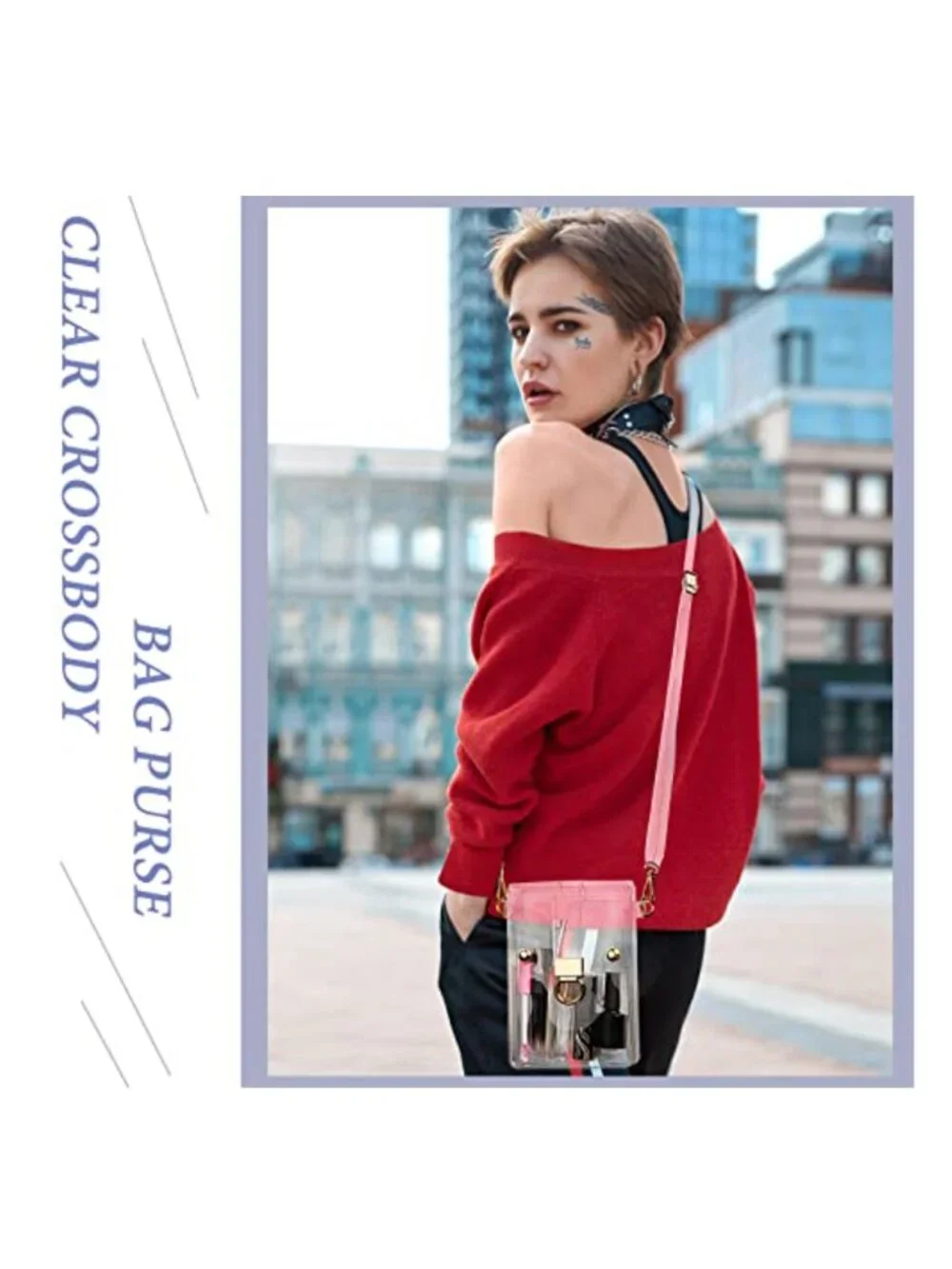 2 Pack Clear Crossbody Bag Stadium Approved PVC Transparent Purse Women